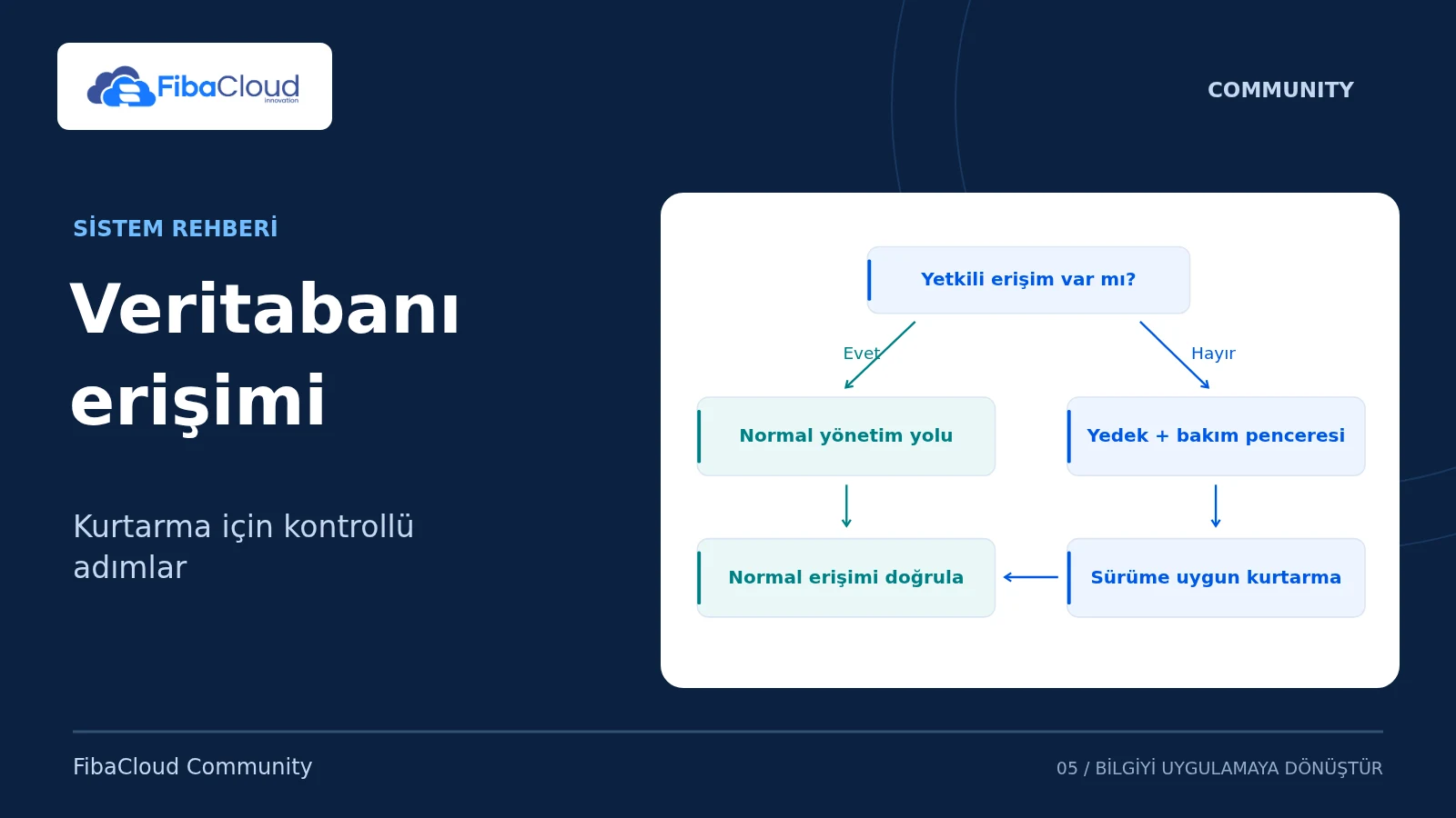 Veritabanı erişimi — Kurtarma için kontrollü adımlar